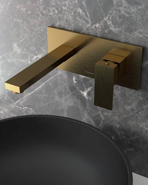 Смеситель для раковины настенный Boheme Qubic бронза 475-BR