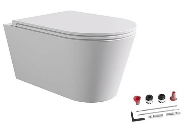 Унитаз подвесной безободковый Alice Hide Round 370х570 мм Aliglaze с сиденьем белый матовый 31170109SET