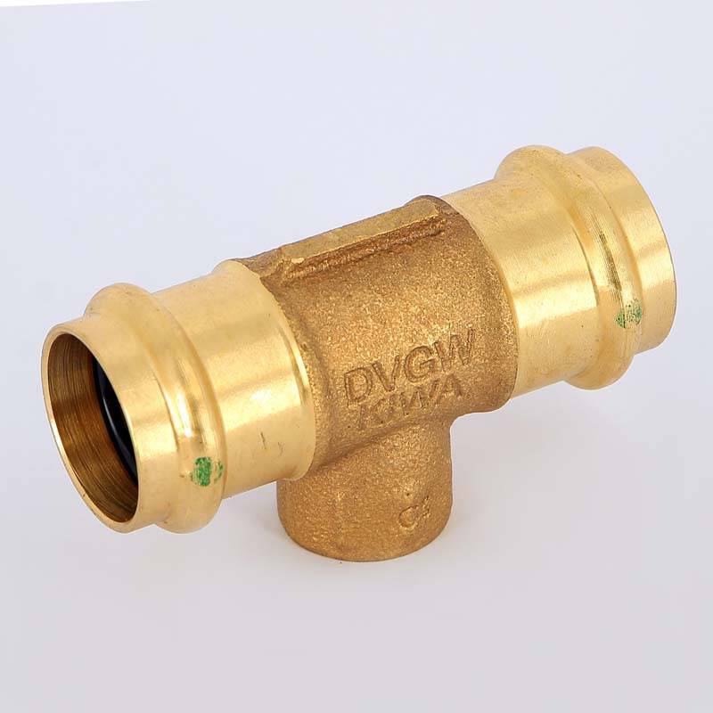 Тройник пресс-В Viega Sanpress 28х1/2х28 бронза 119768