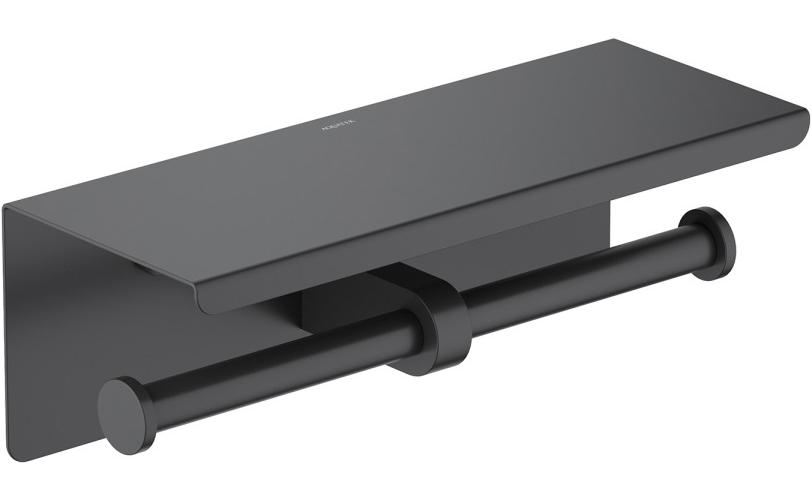 Бумагодержатель двойной с полкой Aquanet Oberon матовый черный AQ4909MB