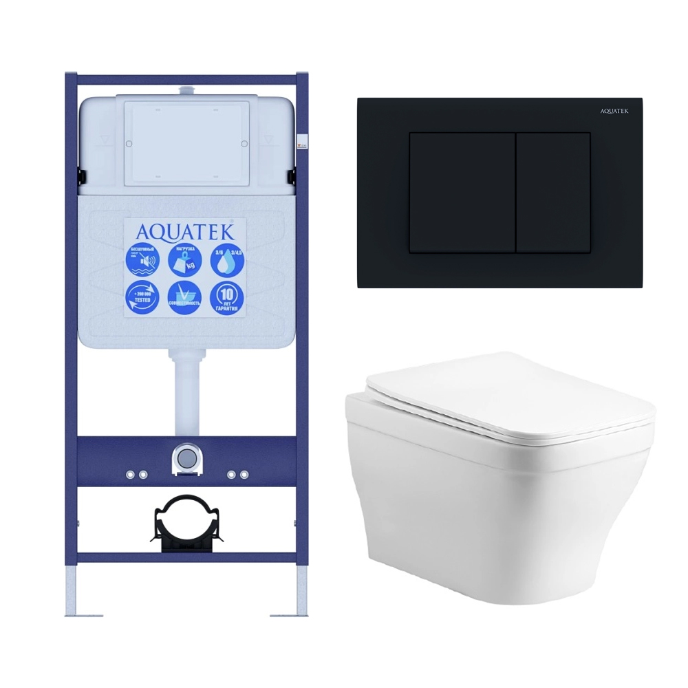 Комплект инсталляции 4 в 1 AQUATEK АМАДЕО cm (рама INS-0000012, кнопка KDI-0000012, унитаз AQ1180-00) cm-012