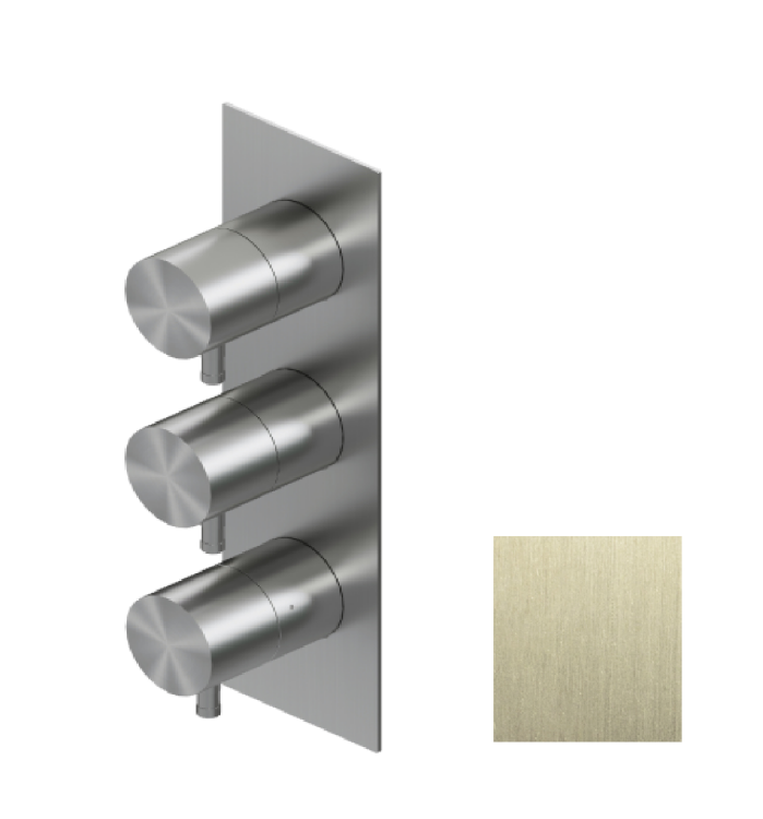 Термостат для душа Ritmonio Diametro35 Inox на 2 выхода цвет Brushed Champagne Stainless Steel PVD E0BA0184EF44