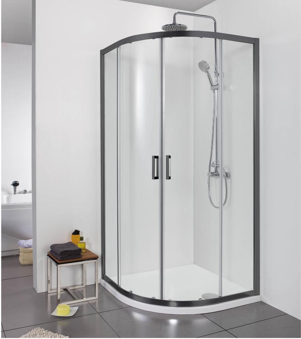 Душевой уголок Aquanet Aria 1/4 круга 800x800x2000 мм черный прозрачное стекло AQ ARI RO 08020BL