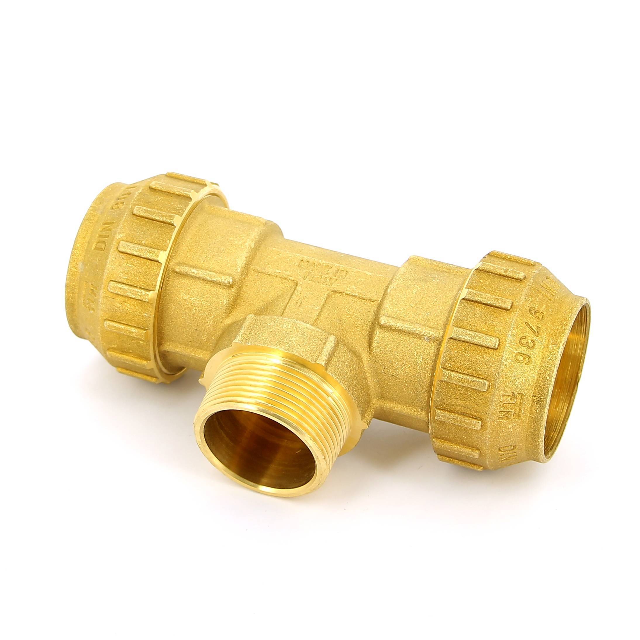 Тройник компрессионный Tiemme для труб ПНД 50х1 1/2 НР 3400086