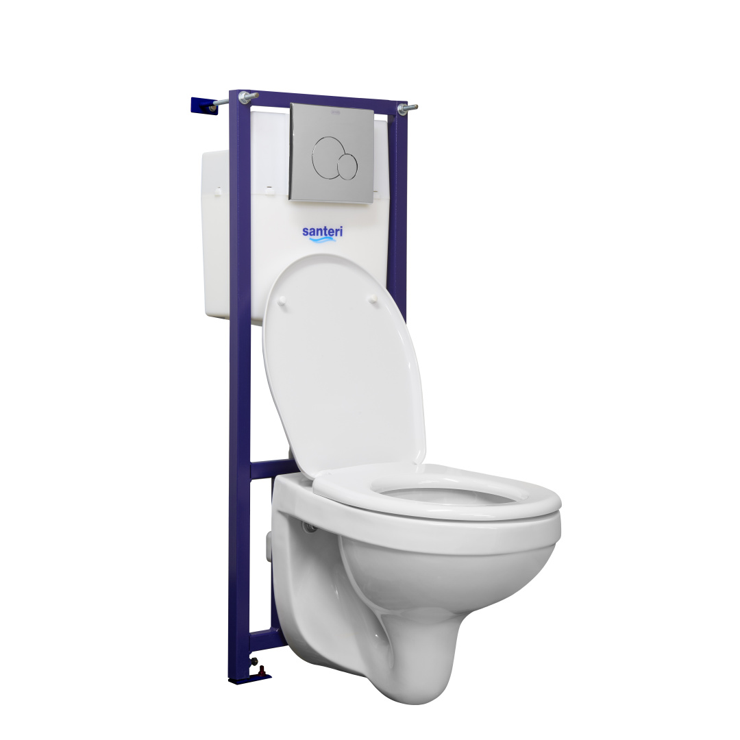 Комплект инсталляция с унитазом Santek Альфа комфорт сиденье микролифт панель хром 1.3816.4.S00.00B.0