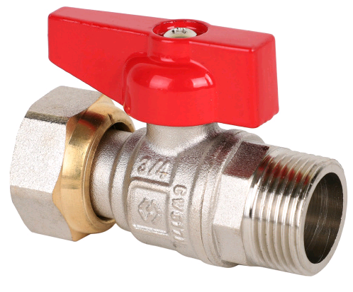 Кран шаровой Högert Premium ГОСТ прямой 3/4 НВ PN 25 бабочка с накидной гайкой BV73105