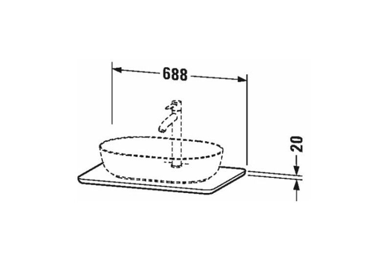Столешница Duravit Luv 688x475x20 мм цвет белый структурный LU946501717