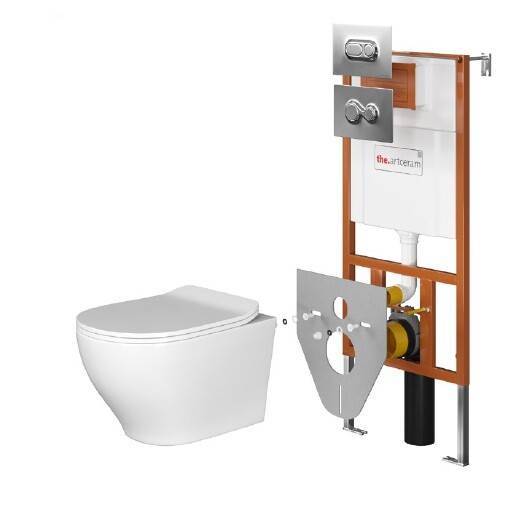 Комплект Artceram Ten унитаз сиденье и инсталляция клавиша хром белый 70010101