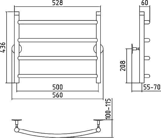 Полотенцесушитель водяной Стилье Универсал-50 56x43.6 см 00650-5050