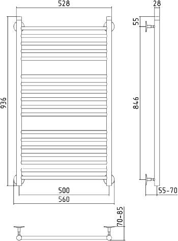 Полотенцесушитель водяной Стилье Универсал-53 56x93.6 см 00653-1050