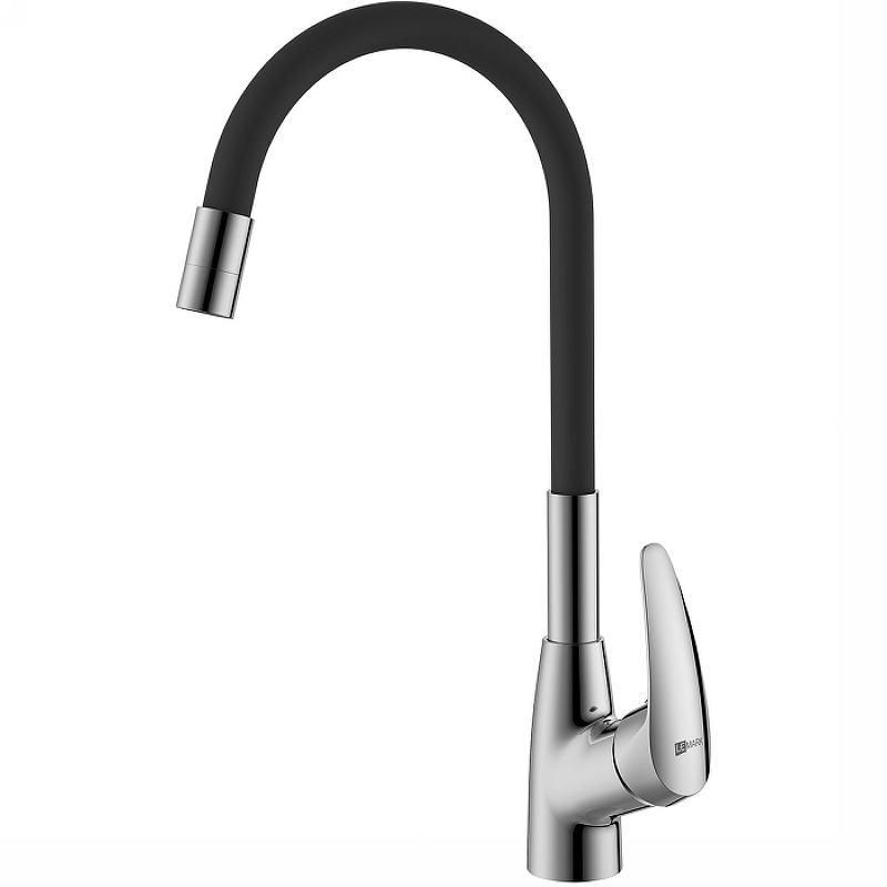 Смеситель для кухни Lemark Linara с гибким изливом хром/черный LM0415C-Black