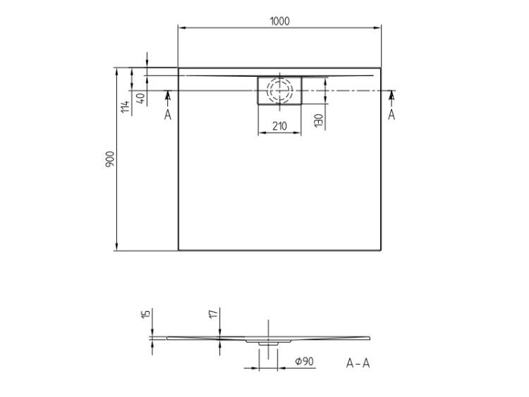 Душевой поддон Villeroy & Boch Architectura Metalrim 1000x900x17 мм белый UDA1090ARA215V01