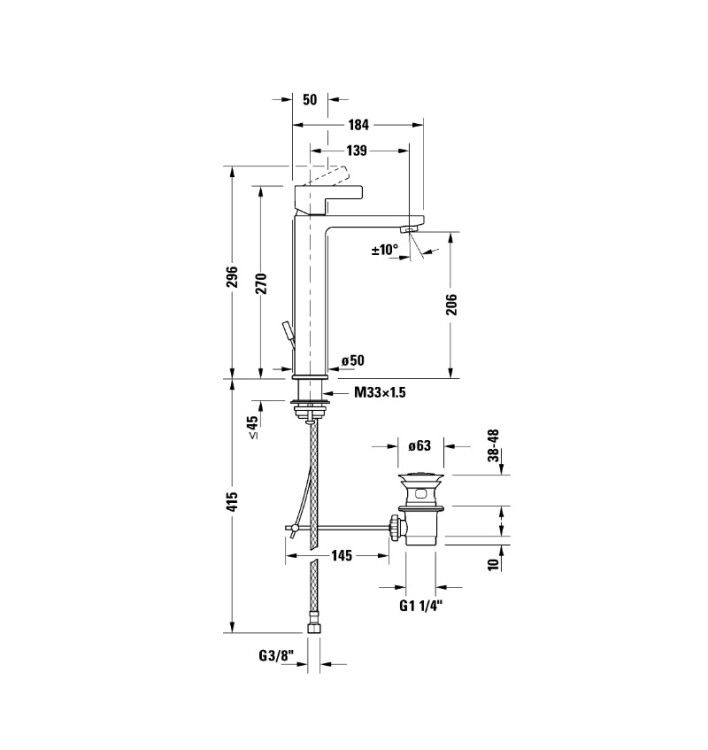 Смеситель для раковины Duravit D-Neo L хром DE1030001010