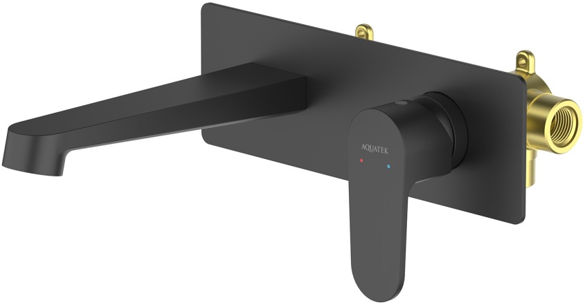 Смеситель для раковины настенный Aquanet Oberon скрытого монтажа матовый черный AQ1213MB