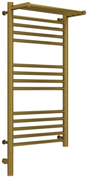 Полотенцесушитель электрический Сунержа Богема 3.0 с 1 полкой 800x400 мм МЭМ нижнее слева бронза состаренная 0558068040