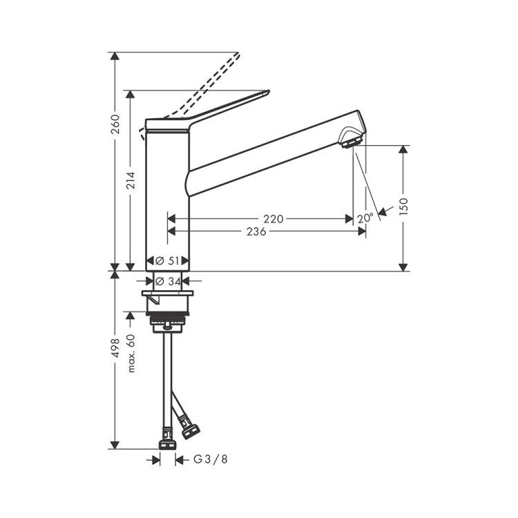 Смеситель для кухни Hansgrohe Zesis M33 цвет черный матовый 74802670