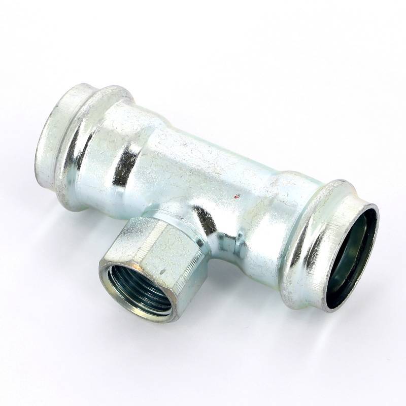 Тройник пресс-ВР оцинкованная сталь Viega Prestabo 28х1/2х28 мм 558918