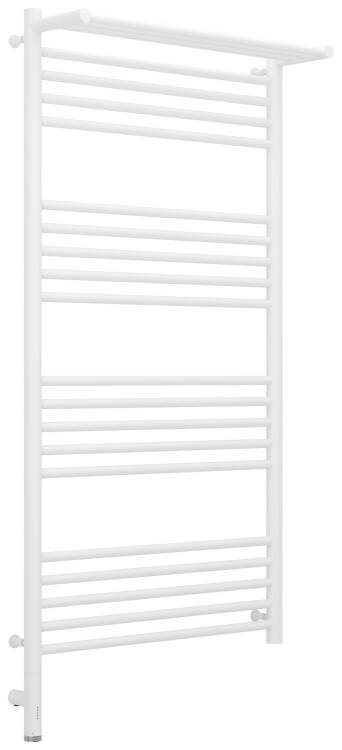 Полотенцесушитель электрический Сунержа Богема 3.0 с 1 полкой 1200x600 мм МЭМ нижнее слева белый матовый 3058061260