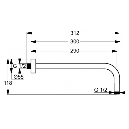 Настенный держатель верхнего душа Ideal Standard IdealRain L1 300 мм B9444AA