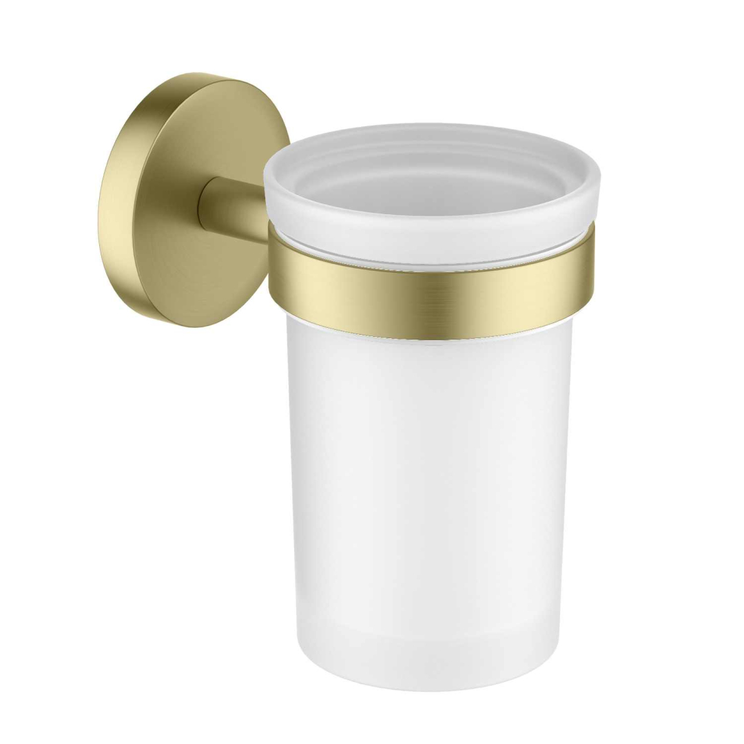 Стакан с держателем Aquanet Европа шлифованное золото AQ4104BG