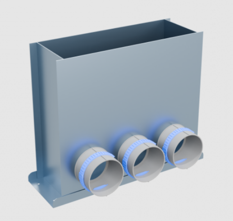 Пленум напольный Flexag 400x100 мм на 3 выхода 75 мм FL-PFP-400x100/75x3