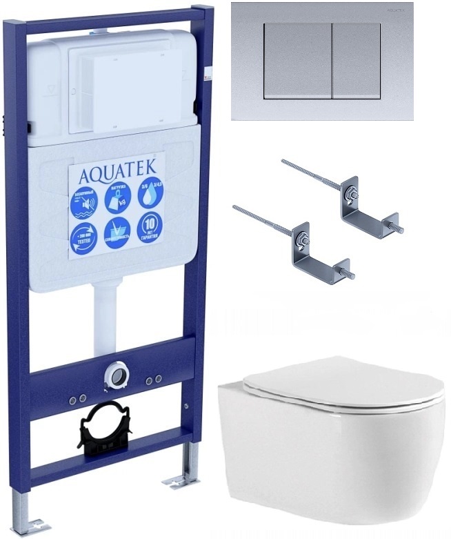Комплект инсталляции с унитазом AQUATEK ЕВРОПА cmp011 (рама INS-0000012, клавиша KDI-0000011, унитаз AQ1106-00) ЕВРОПА cmp011