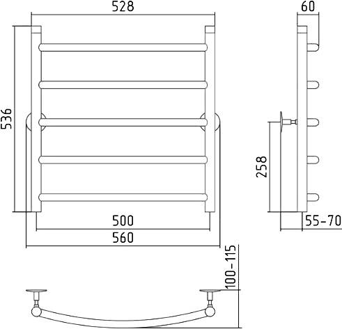 Полотенцесушитель водяной Стилье Универсал-50 56x53.6 см 00650-6050