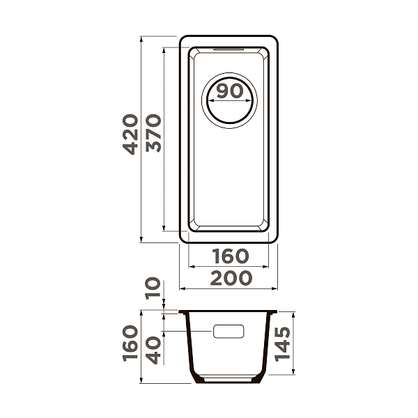 Кухонная мойка Omoikiri Kata 20-U-DC Artgranit темный шоколад 20x42 см 4993374