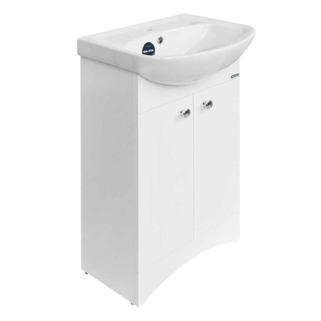 Тумба под умывальник напольная Sanita Luxe Аттика 50 490х820х330 мм белая ATKSACW50013F1