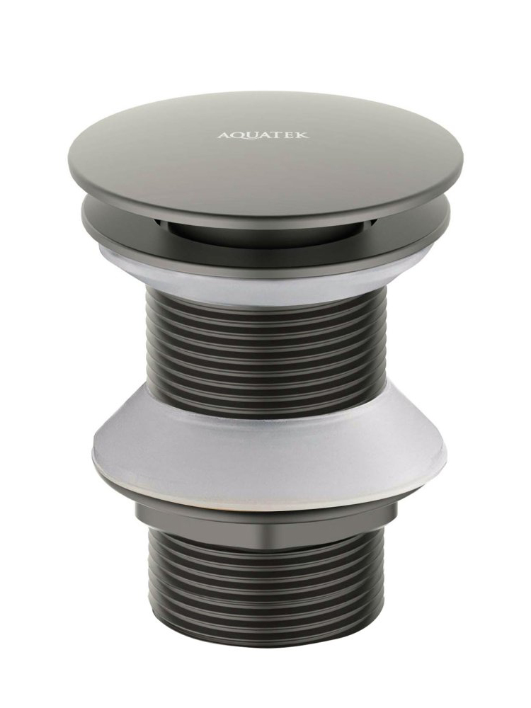 Донный клапан Aquatek Push-open без перелива оружейная сталь AQ6003BGM