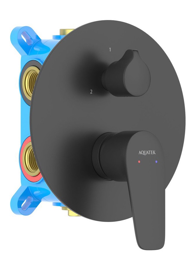Смеситель для ванны Aquanet Бетта скрытого монтажа 3 режима матовый черный AQ1147MB