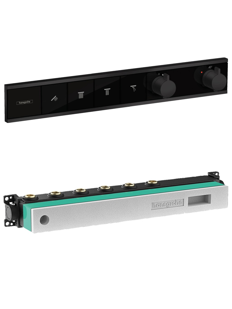 Комплект термостатического смесителя для душа Hansgrohe RainSelect матовый черный 15382670/15312180 15382670S