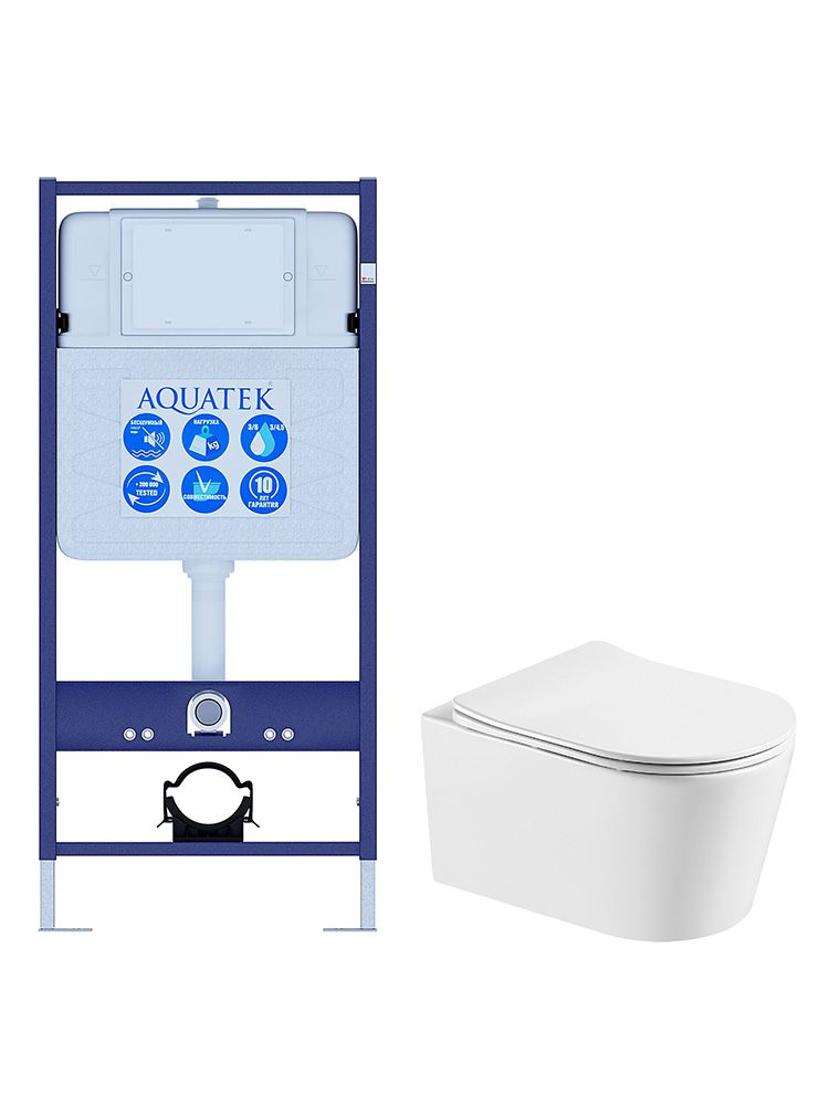 Комплект инсталляции AQUATEK ОБЕРОН WT (рама INS-0000012, унитаз AQ1363WT-00 soft-close) INS-0000012/AQ1363WT-00