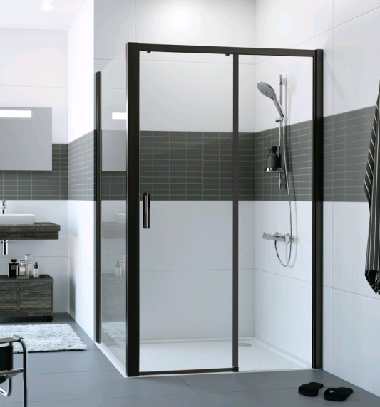 Душевая дверь HÜPPE Design Pure 1445x2000 мм раздвижная правосторонняя чёрный прозрачное стекло Anti-Plaque 21HL1R1445937500