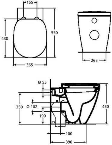Унитаз напольный пристенный Ideal Standard Connect E803401