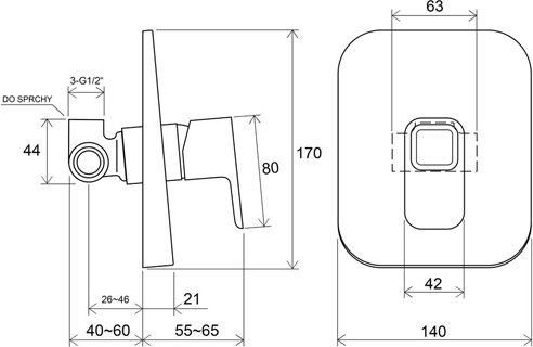 Смеситель для душа встраиваемый Ravak 10° TD 062.00 X070069
