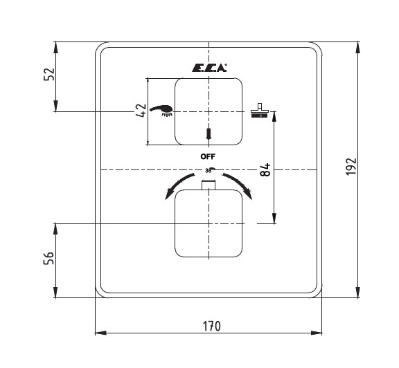 Смеситель для ванны термостатический TRES внешняя часть 2 режима 102167216EX-KDE