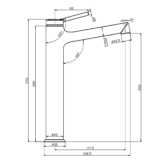 Смеситель для умывальника Lemark Minima высокий монолитный хром LM3809C