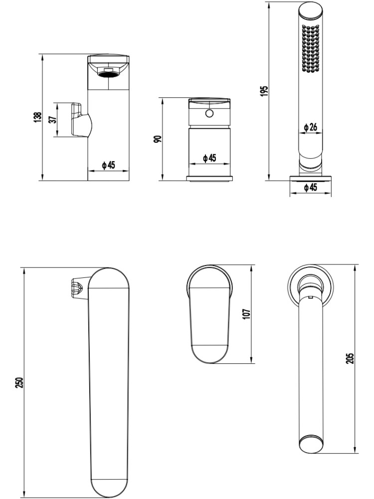 Смеситель на борт ванны Aquanet Ника на 3 отверстия хром AQ1848CR
