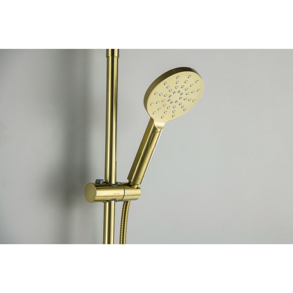 Душевая система с термостатом Aquatek Европа 220 мм шлифованное золото AQ2343BG