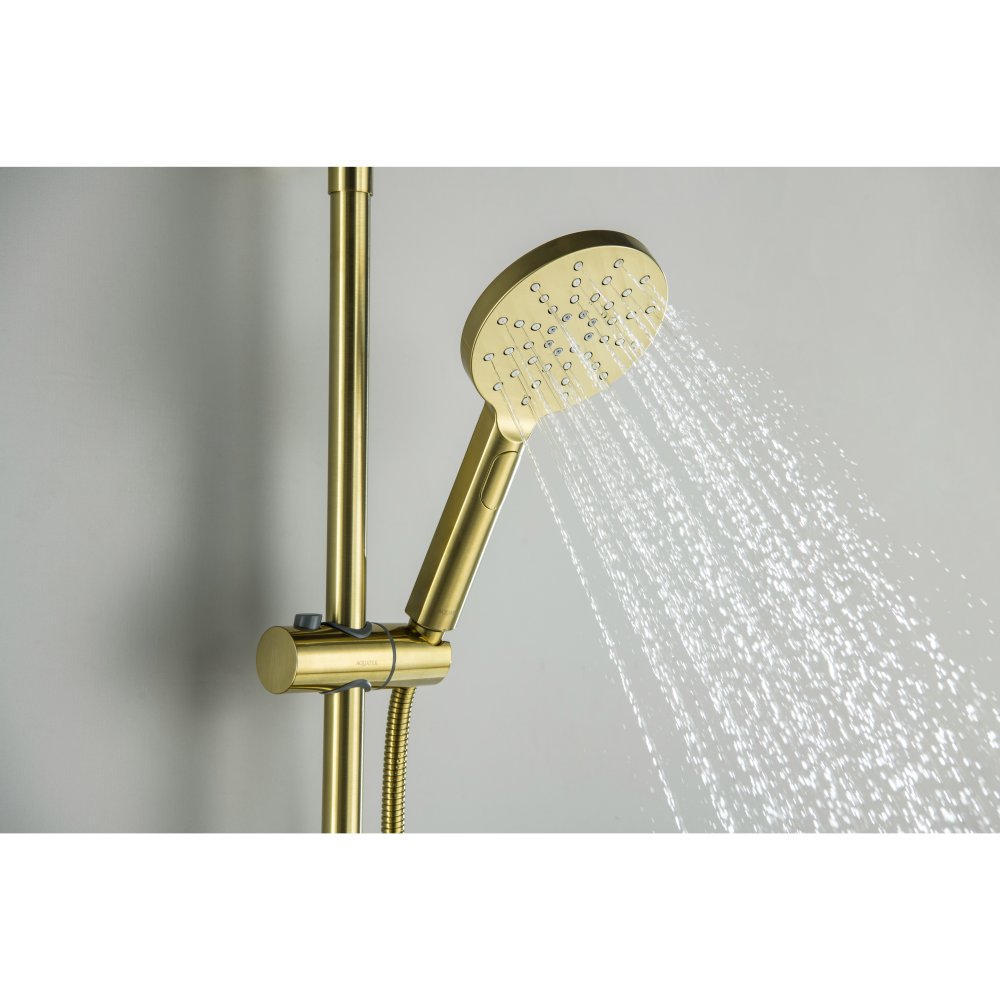 Душевая система с термостатом Aquatek Европа 220 мм шлифованное золото AQ2343BG