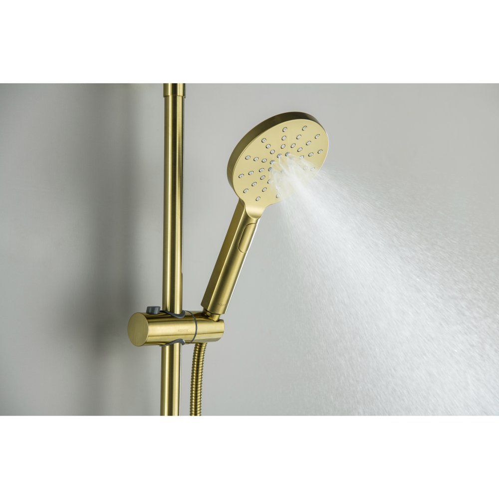 Душевая система с термостатом Aquatek Европа 220 мм шлифованное золото AQ2343BG
