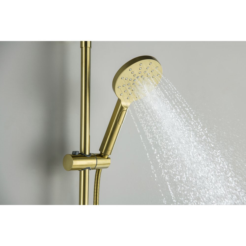 Душевая система с термостатом Aquatek Европа 220 мм шлифованное золото AQ2343BG