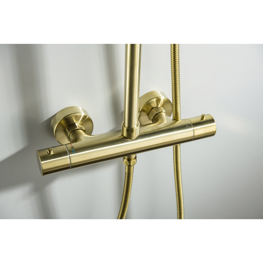 Душевая система с термостатом Aquatek Европа 220 мм шлифованное золото AQ2343BG