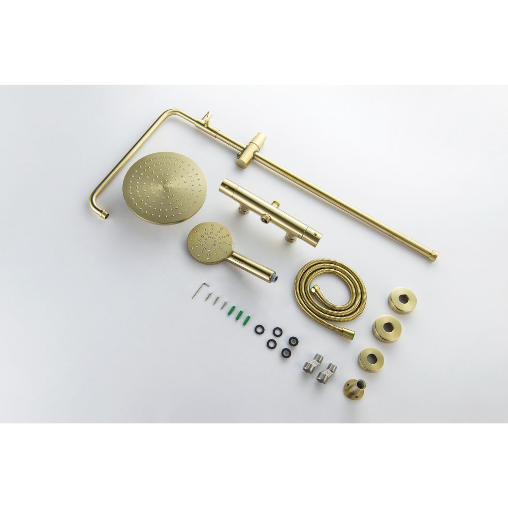 Душевая система с термостатом Aquatek Европа 220 мм шлифованное золото AQ2343BG