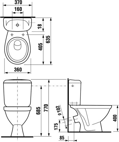Унитаз-компакт JIKA Lyra косой выпуск нижний подвод 2423.4.000.242.1