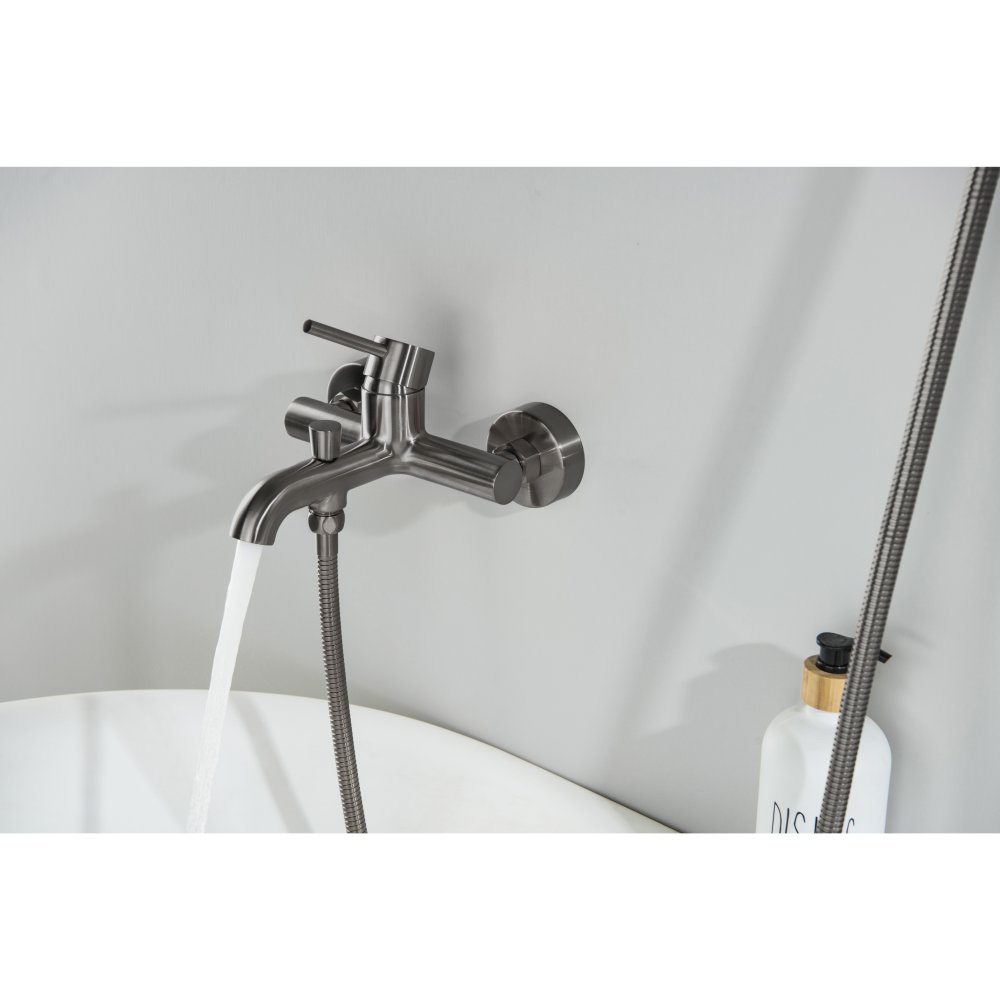 Смеситель для ванны Aquanet Европа AQ1340BGM оружейная сталь AQ1340BGM