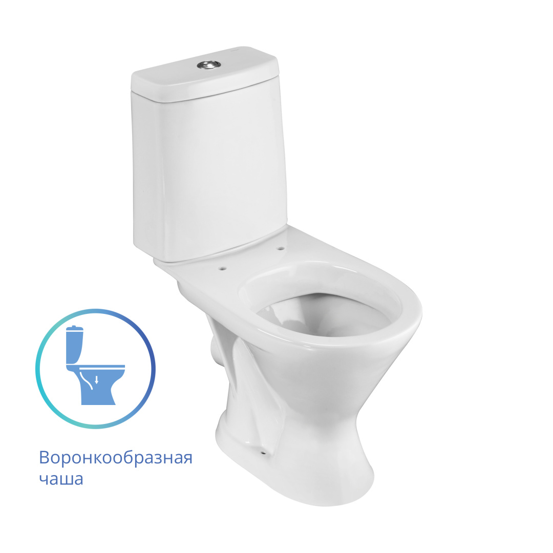 Унитаз-компакт Sanita Грация белый 2-режимный сиденье полипропилен горизонтальный выпуск 1.P210.3.S00.00B.F