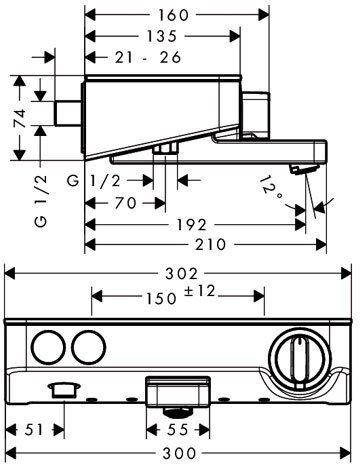 Смеситель для ванны термостатический Hansgrohe Ecostat Select хром 13151000