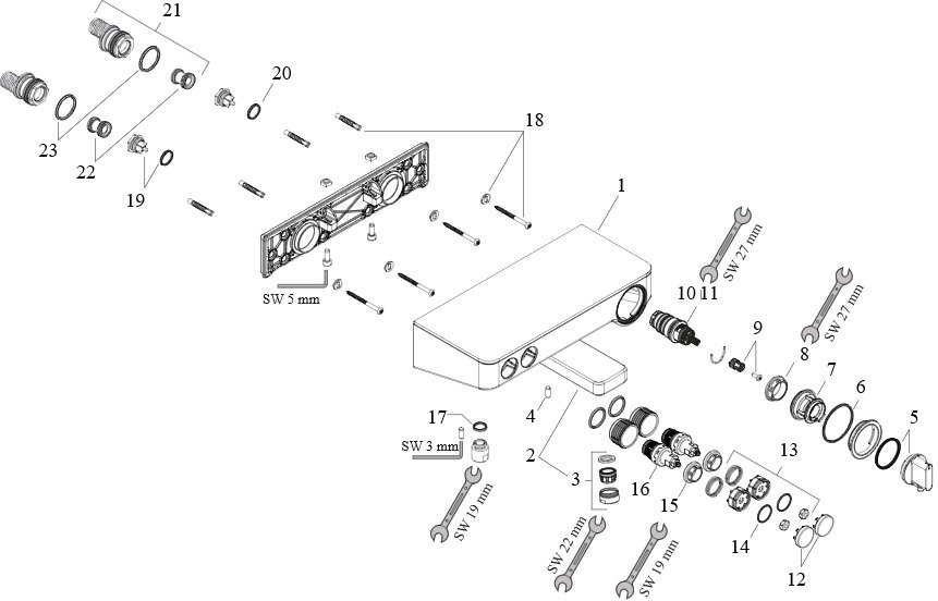 Смеситель для ванны термостатический Hansgrohe Ecostat Select хром 13151000